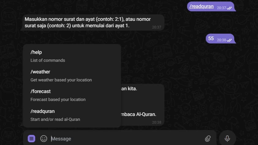 Preview of TESI Tes - Telegram Bot